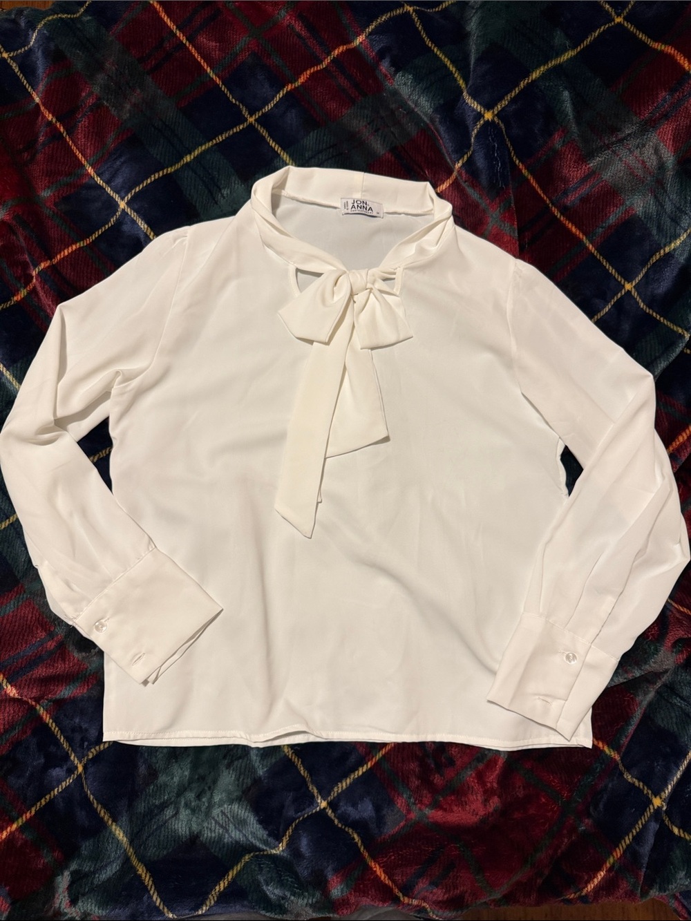 White Tie-Neck Blouse - Elegant Bow Front